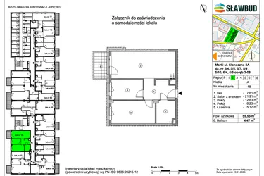 Rzut - Mieszkanie na sprzedaż 3 pokoje o powierzchni 55,55 m² - numer 18 w Osiedle Słoneczna