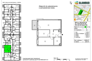 Rzut - Mieszkanie na sprzedaż 3 pokoje o powierzchni 55,29 m² - numer 40 w Osiedle Słoneczna