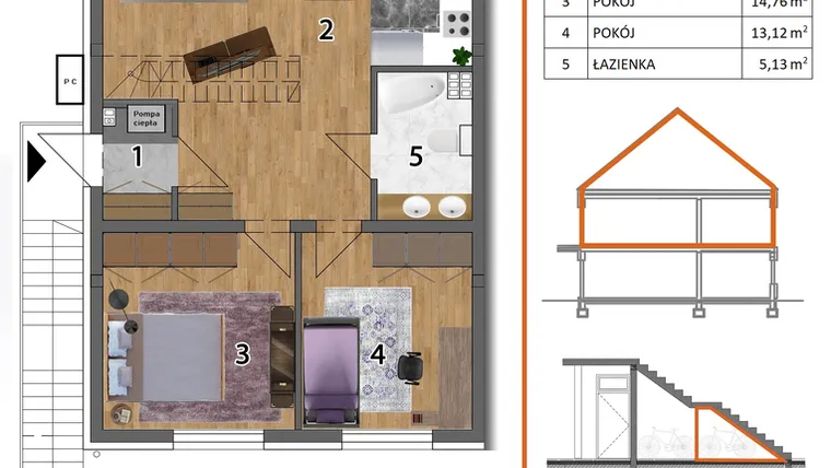 Rzut - Mieszkanie na sprzedaż 4 pokoje o powierzchni 127,9 m² - numer 5L2 w Osiedle Leśnica Las