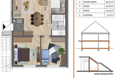 Rzut - Mieszkanie na sprzedaż 3 pokoje o powierzchni 71,9 m² - numer 8L1 w Osiedle Leśnica Las