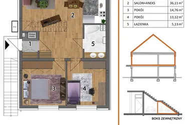 Rzut - Mieszkanie na sprzedaż 4 pokoje o powierzchni 127,9 m² - numer 11L2 w Osiedle Leśnica Las
