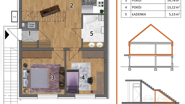 Rzut - Mieszkanie na sprzedaż 4 pokoje o powierzchni 127,9 m² - numer 11L2 w Osiedle Leśnica Las