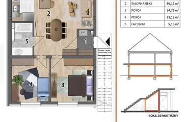 Rzut - Mieszkanie na sprzedaż 3 pokoje o powierzchni 71,9 m² - numer 18P1 w Osiedle Leśnica Las