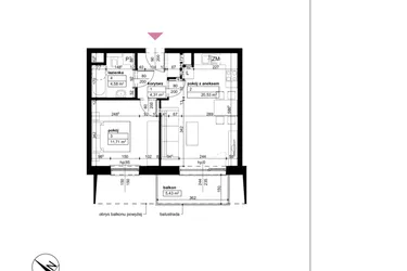 Rzut - Mieszkanie na sprzedaż 2 pokoje o powierzchni 41,13 m² - numer D2/1/3/11 w Malta Wołkowyska etap III