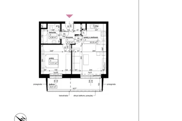 Rzut - Mieszkanie na sprzedaż 2 pokoje o powierzchni 41,13 m² - numer D2/1/4/14 w Malta Wołkowyska etap III