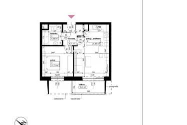 Rzut - Mieszkanie na sprzedaż 2 pokoje o powierzchni 41,13 m² - numer D2/1/5/17 w Malta Wołkowyska etap III