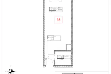 Rzut - Mieszkanie na sprzedaż 1 pokój o powierzchni 28,91 m² - numer A3.4 w Rezydencja Ogród Saski etap I i II