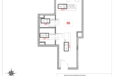 Rzut - Mieszkanie na sprzedaż 1 pokój o powierzchni 30,93 m² - numer A6.1 w Rezydencja Ogród Saski etap I i II