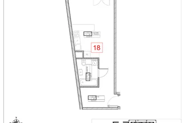 Rzut - Mieszkanie na sprzedaż 1 pokój o powierzchni 35,18 m² - numer C1.18 w Rezydencja Ogród Saski etap I i II