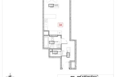 Rzut - Mieszkanie na sprzedaż 1 pokój o powierzchni 34,71 m² - numer C2.16 w Rezydencja Ogród Saski etap I i II