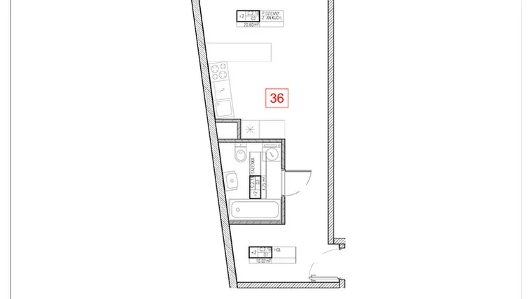 Rzut - Mieszkanie na sprzedaż 1 pokój o powierzchni 35,37 m² - numer C2.18 w Rezydencja Ogród Saski etap I i II