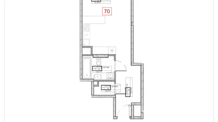 Rzut - Mieszkanie na sprzedaż 1 pokój o powierzchni 34,74 m² - numer C4.16 w Rezydencja Ogród Saski etap I i II
