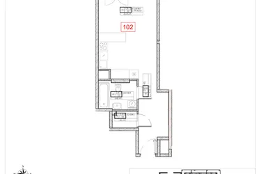Rzut - Mieszkanie na sprzedaż 1 pokój o powierzchni 34,65 m² - numer C6.13 w Rezydencja Ogród Saski etap I i II