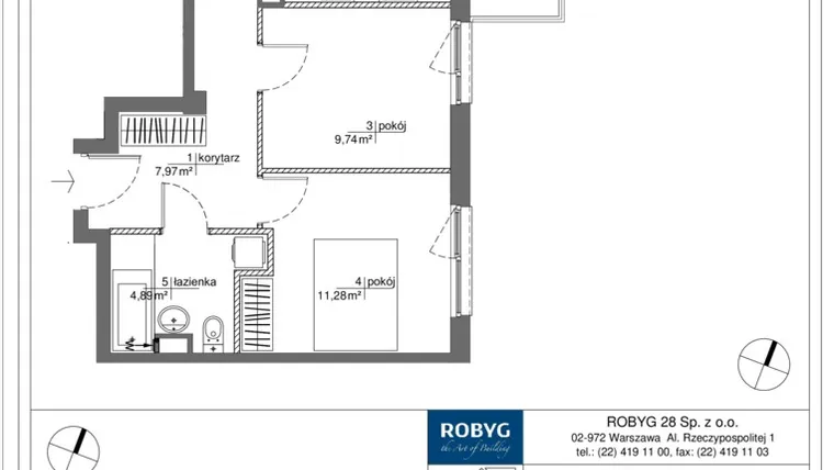 Rzut - Mieszkanie na sprzedaż 3 pokoje o powierzchni 55,73 m² - numer PP/2/G/4/5 w Praga Piano