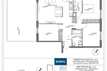 Rzut - Mieszkanie na sprzedaż 4 pokoje o powierzchni 86,32 m² - numer RM/1A/C/1/3 w Rytm Mokotowa - etap 1A