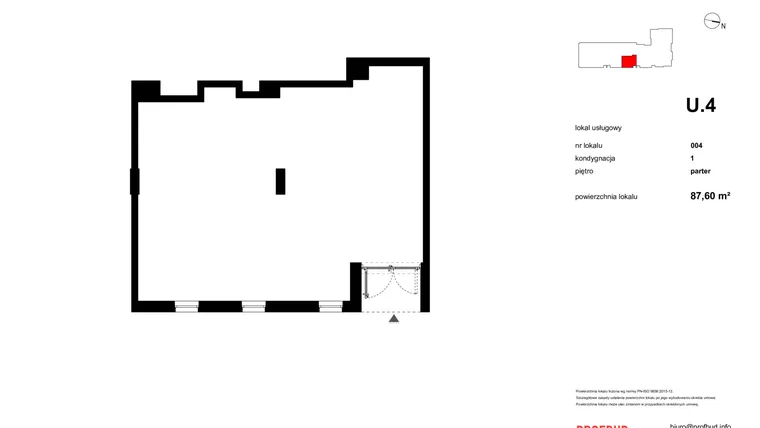 Rzut - Lokal użytkowy na sprzedaż 1 pokój o powierzchni 87,65 m² - numer U.4 w Osiedle Primo etap III