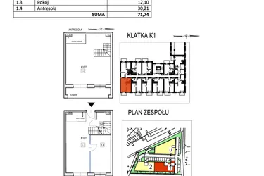 Rzut - Mieszkanie na sprzedaż 2 pokoje o powierzchni 71,74 m² - numer K1/27 w Przystań Królewiecka III