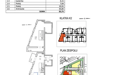 Rzut - Mieszkanie na sprzedaż 3 pokoje o powierzchni 83,75 m² - numer K2/26 w Przystań Królewiecka III