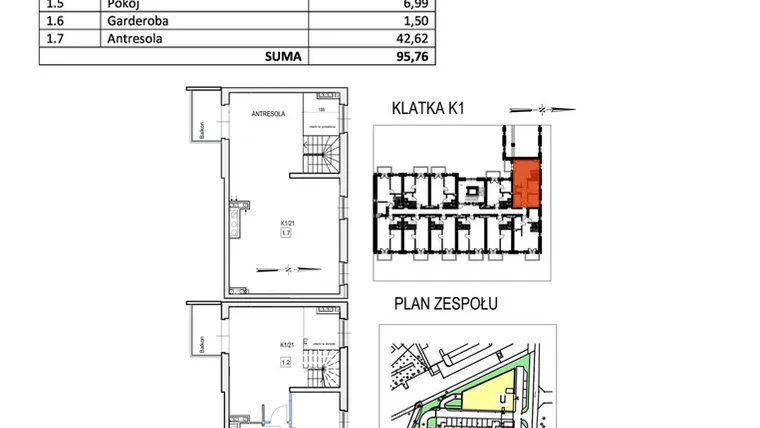 Rzut - Mieszkanie na sprzedaż 3 pokoje o powierzchni 95,76 m² - numer K1/21 w Przystań Królewiecka III