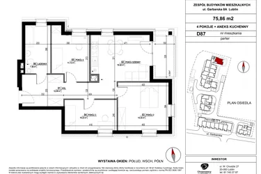 Rzut - Mieszkanie na sprzedaż 4 pokoje o powierzchni 75,86 m² - numer D.87 w Garbarska Urban Koncept