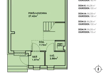 Rzut - Dom na sprzedaż 4 pokoje o powierzchni 86,08 m² - numer M w Ostoja Jagodnica