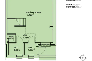 Rzut - Dom na sprzedaż 4 pokoje o powierzchni 85,82 m² - numer N w Ostoja Jagodnica