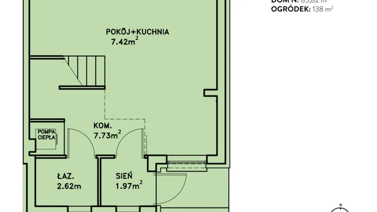 Rzut - Dom na sprzedaż 4 pokoje o powierzchni 85,82 m² - numer N w Ostoja Jagodnica