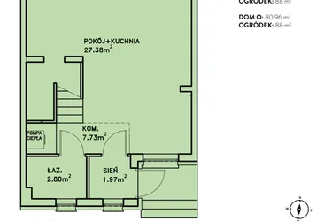 Rzut - Dom na sprzedaż 4 pokoje o powierzchni 80,96 m² - numer O w Ostoja Jagodnica