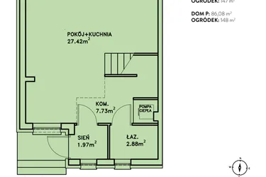 Rzut - Dom na sprzedaż 4 pokoje o powierzchni 86,08 m² - numer P w Ostoja Jagodnica