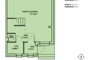 Rzut - Dom na sprzedaż 4 pokoje o powierzchni 80,96 m² - numer R w Ostoja Jagodnica