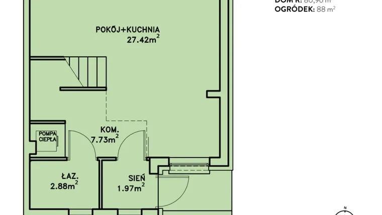 Rzut - Dom na sprzedaż 4 pokoje o powierzchni 80,96 m² - numer R w Ostoja Jagodnica