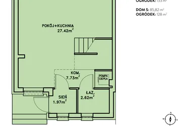 Rzut - Dom na sprzedaż 4 pokoje o powierzchni 85,82 m² - numer S w Ostoja Jagodnica
