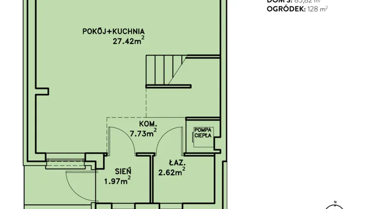 Rzut - Dom na sprzedaż 4 pokoje o powierzchni 85,82 m² - numer S w Ostoja Jagodnica