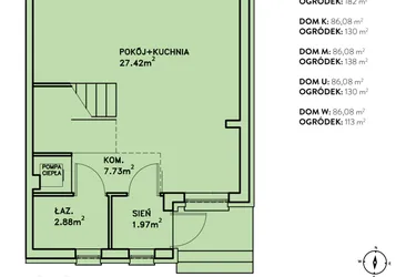 Rzut - Dom na sprzedaż 4 pokoje o powierzchni 86,08 m² - numer T w Ostoja Jagodnica