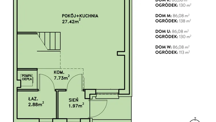 Rzut - Dom na sprzedaż 4 pokoje o powierzchni 86,08 m² - numer T w Ostoja Jagodnica