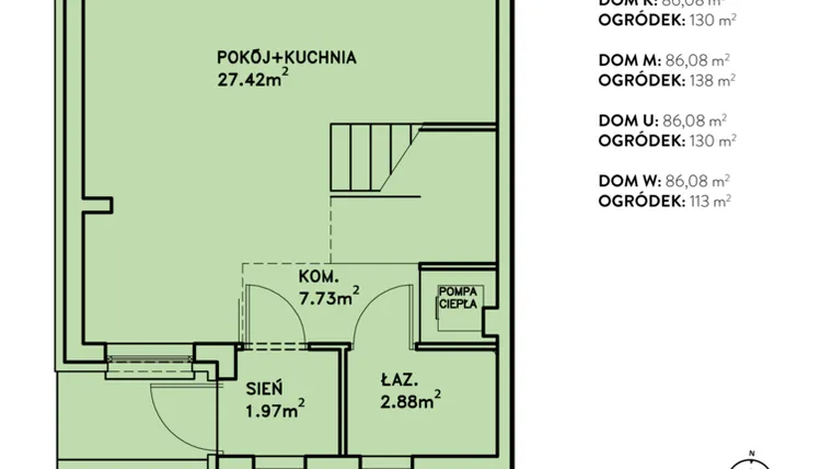 Rzut - Dom na sprzedaż 4 pokoje o powierzchni 86,08 m² - numer U w Ostoja Jagodnica