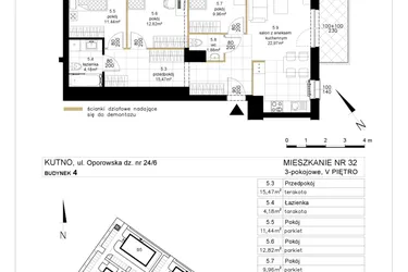 Rzut - Mieszkanie na sprzedaż 4 pokoje o powierzchni 78,72 m² - numer 4.32 w Różany Wilanów