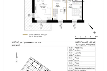 Rzut - Mieszkanie na sprzedaż 3 pokoje o powierzchni 63,15 m² - numer 4.36 w Różany Wilanów