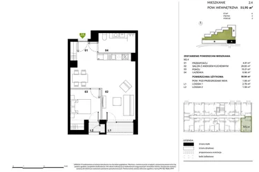 Rzut - Mieszkanie na sprzedaż 2 pokoje o powierzchni 50,78 m² - numer A.2.4 w Kozielska Park