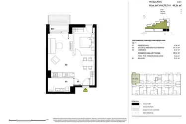 Rzut - Mieszkanie na sprzedaż 1 pokój o powierzchni 48,78 m² - numer A.2.11 w Kozielska Park