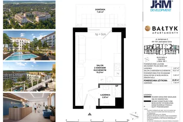 Rzut - Mieszkanie na sprzedaż 1 pokój o powierzchni 22,25 m² - numer A/1 w Apartamenty Bałtyk