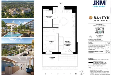 Rzut - Mieszkanie na sprzedaż 2 pokoje o powierzchni 37,94 m² - numer B/4 w Apartamenty Bałtyk