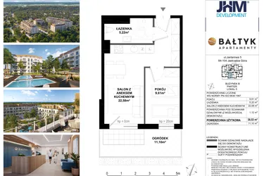 Rzut - Mieszkanie na sprzedaż 2 pokoje o powierzchni 38,62 m² - numer B/5 w Apartamenty Bałtyk