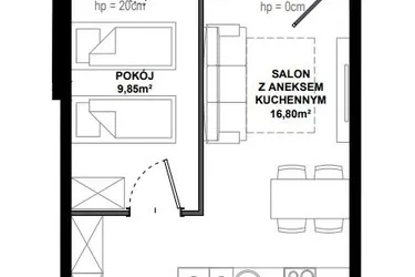 Rzut - Mieszkanie na sprzedaż 2 pokoje o powierzchni 38,94 m² - numer C/9 w Apartamenty Bałtyk