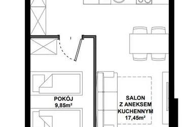 Rzut - Mieszkanie na sprzedaż 2 pokoje o powierzchni 39,24 m² - numer C/104 w Apartamenty Bałtyk