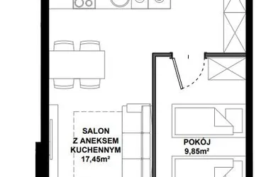 Rzut - Mieszkanie na sprzedaż 2 pokoje o powierzchni 39,08 m² - numer C/106 w Apartamenty Bałtyk