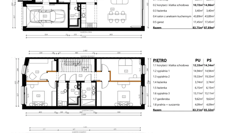 Rzut - Dom na sprzedaż 5 pokoi o powierzchni 173,21 m² - numer B7a w Sceneria