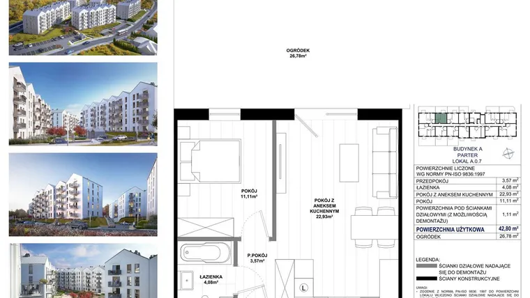 Rzut - Mieszkanie na sprzedaż 2 pokoje o powierzchni 41,69 m² - numer A.0.7 w Skandinavia