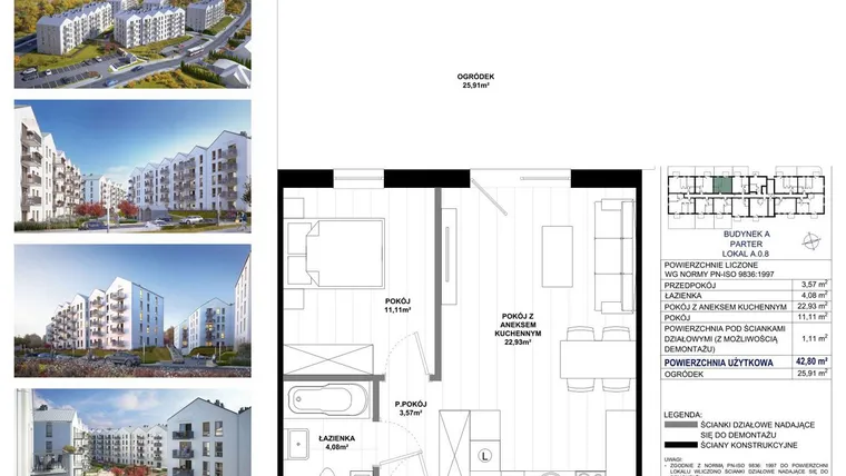 Rzut - Mieszkanie na sprzedaż 2 pokoje o powierzchni 41,69 m² - numer A.0.8 w Skandinavia