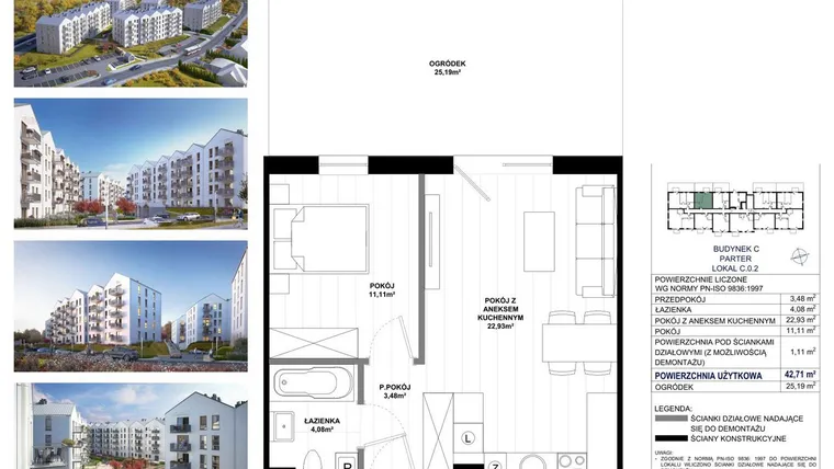Rzut - Mieszkanie na sprzedaż 2 pokoje o powierzchni 41,6 m² - numer C.0.2 w Skandinavia